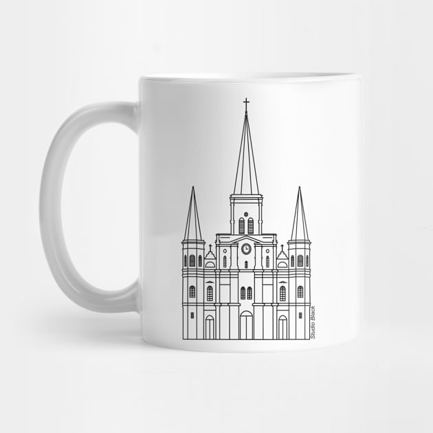 New Orleans St. Louis Cathedral Minimalist Black Outline by Little Shop of Nola